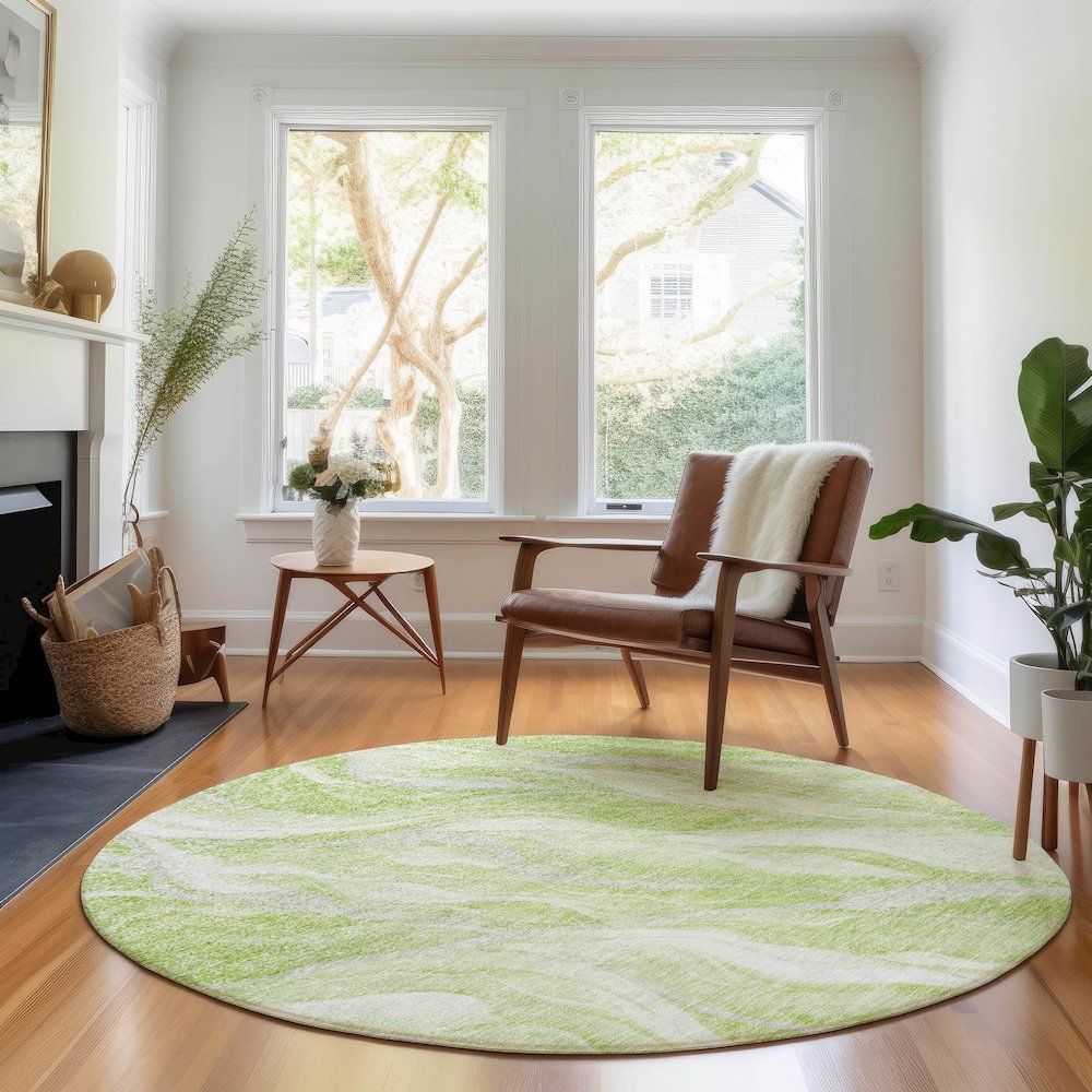 Premium Machine Washable Mayfield AMF720 Aloe 8' x 8' Round Rug. Picture 5