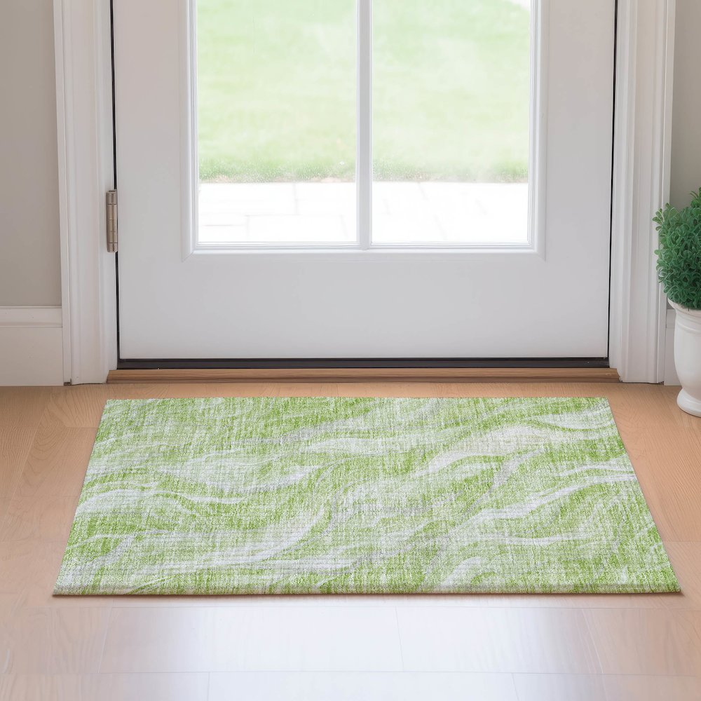 Premium Machine Washable Mayfield AMF720 Aloe 1'8" x 2'6" Rug. Picture 5
