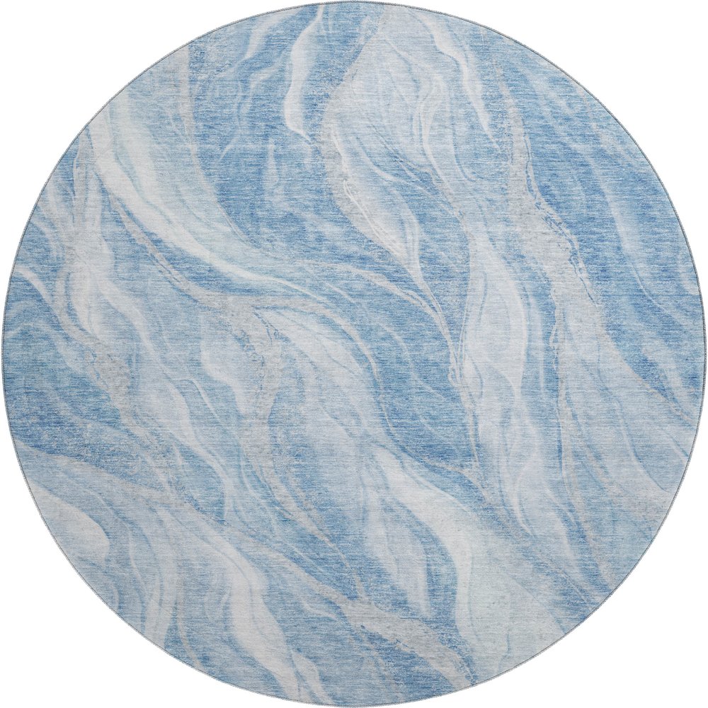 Premium Machine Washable Mayfield AMF720 Blue 8' x 8' Round Rug. Picture 1