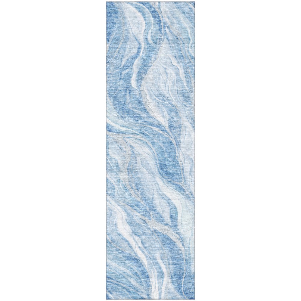 Premium Machine Washable Mayfield AMF720 Blue 2'3" x 7'6" Runner Rug. Picture 1