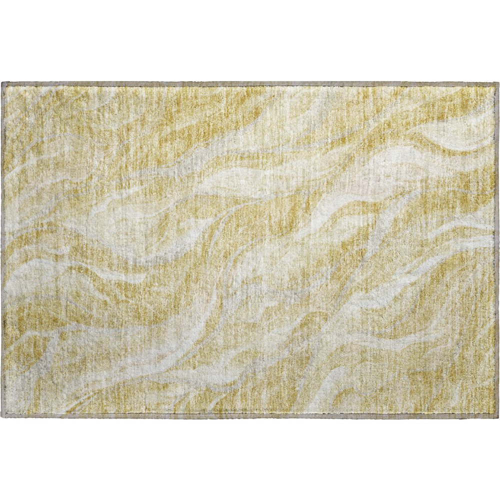Premium Machine Washable Mayfield AMF720 Gold 1'8" x 2'6" Rug. Picture 1