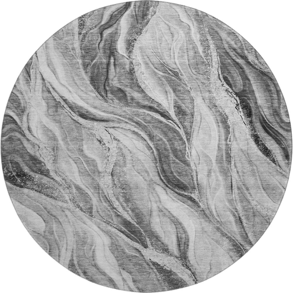 Premium Machine Washable Mayfield AMF720 Gray 8' x 8' Round Rug. Picture 1