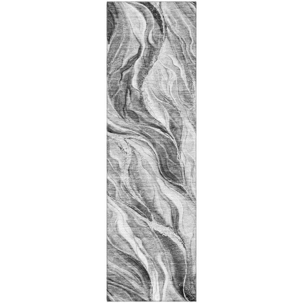 Premium Machine Washable Mayfield AMF720 Gray 2'3" x 7'6" Runner Rug. Picture 1
