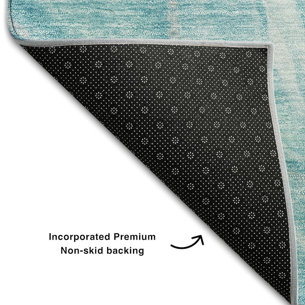 Premium Machine Washable Mayfield AMF720 Teal 1'8" x 2'6" Rug. Picture 2