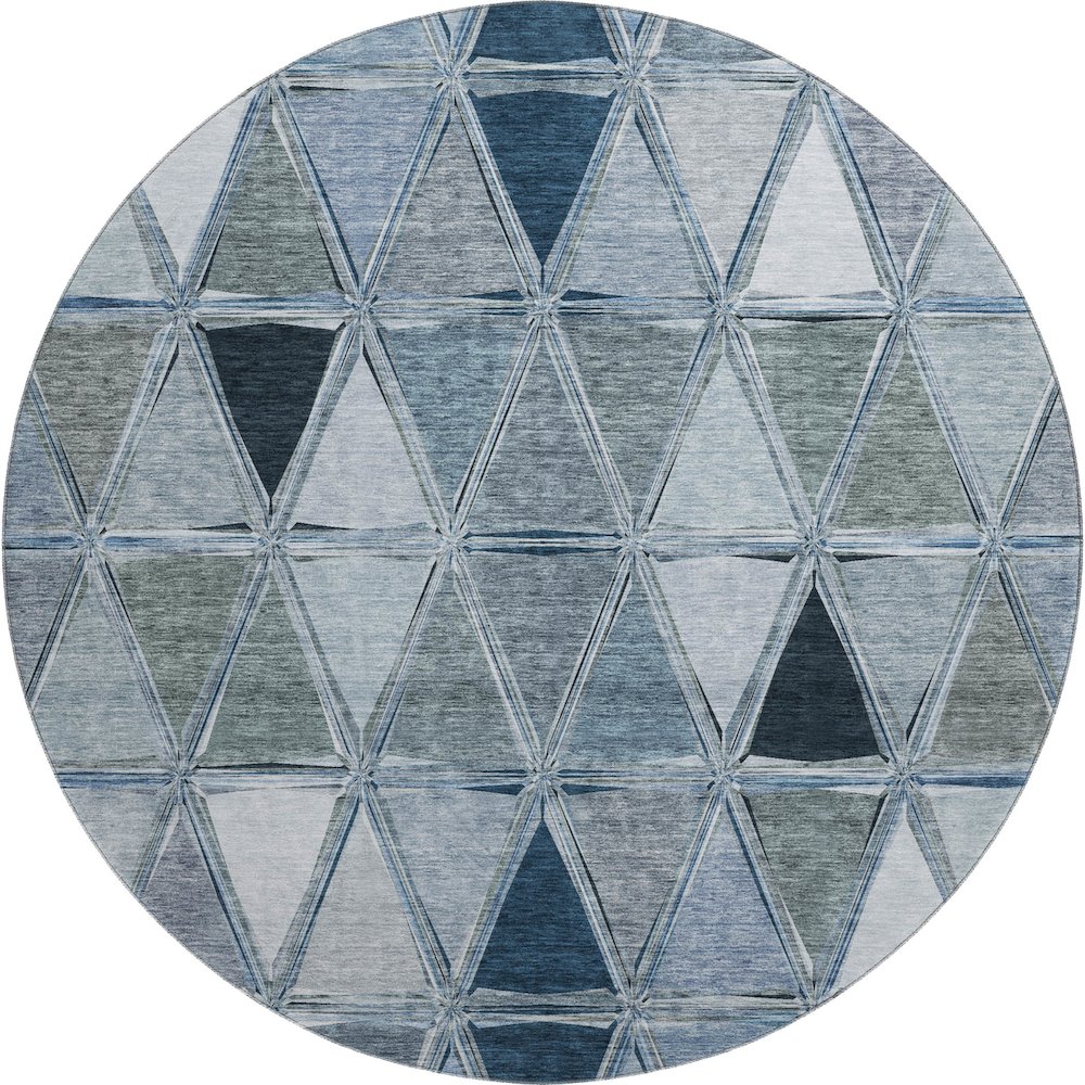 Premium Machine Washable Mayfield AMF722 Blue 8' x 8' Round Rug. Picture 1