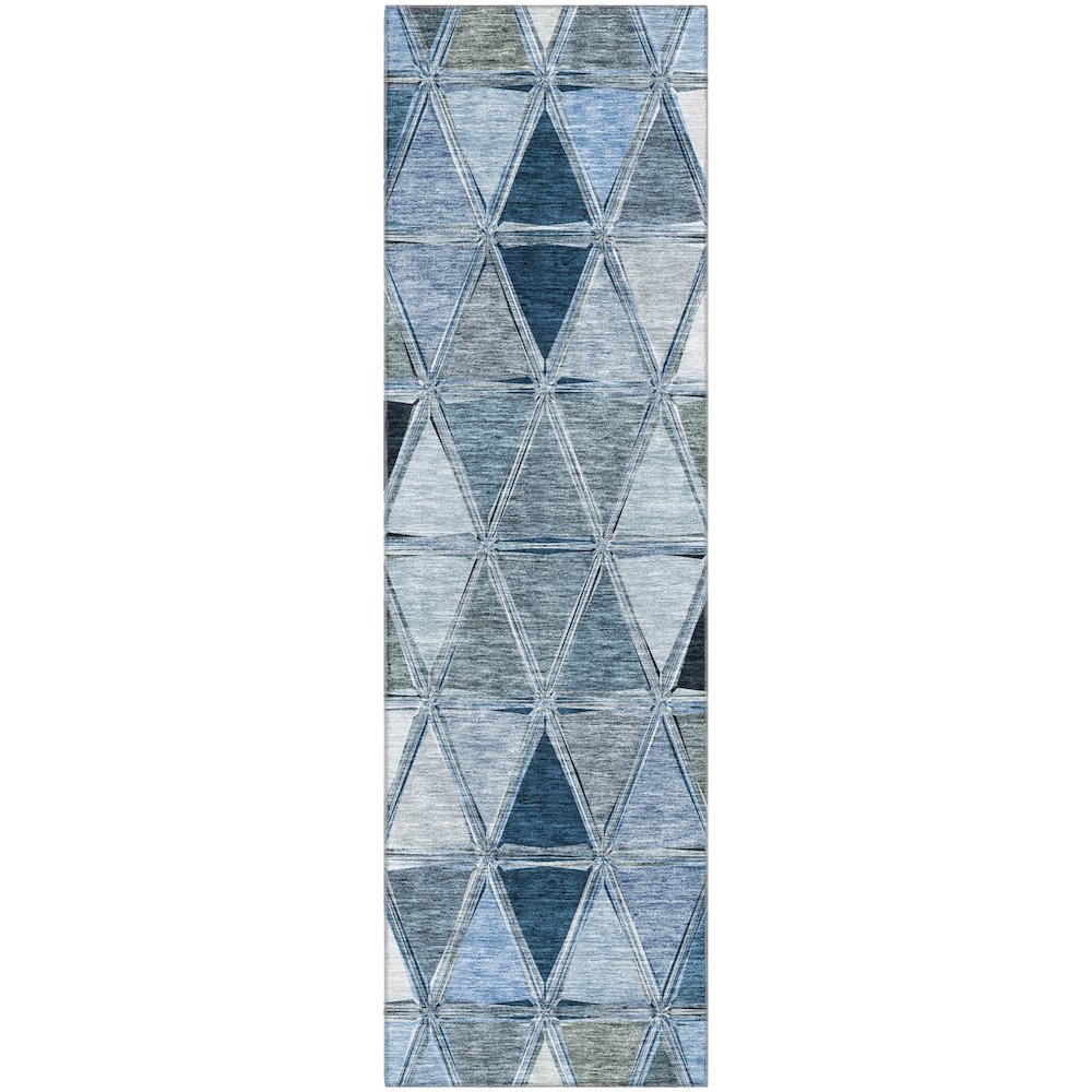 Premium Machine Washable Mayfield AMF722 Blue 2'3" x 7'6" Runner Rug. Picture 1