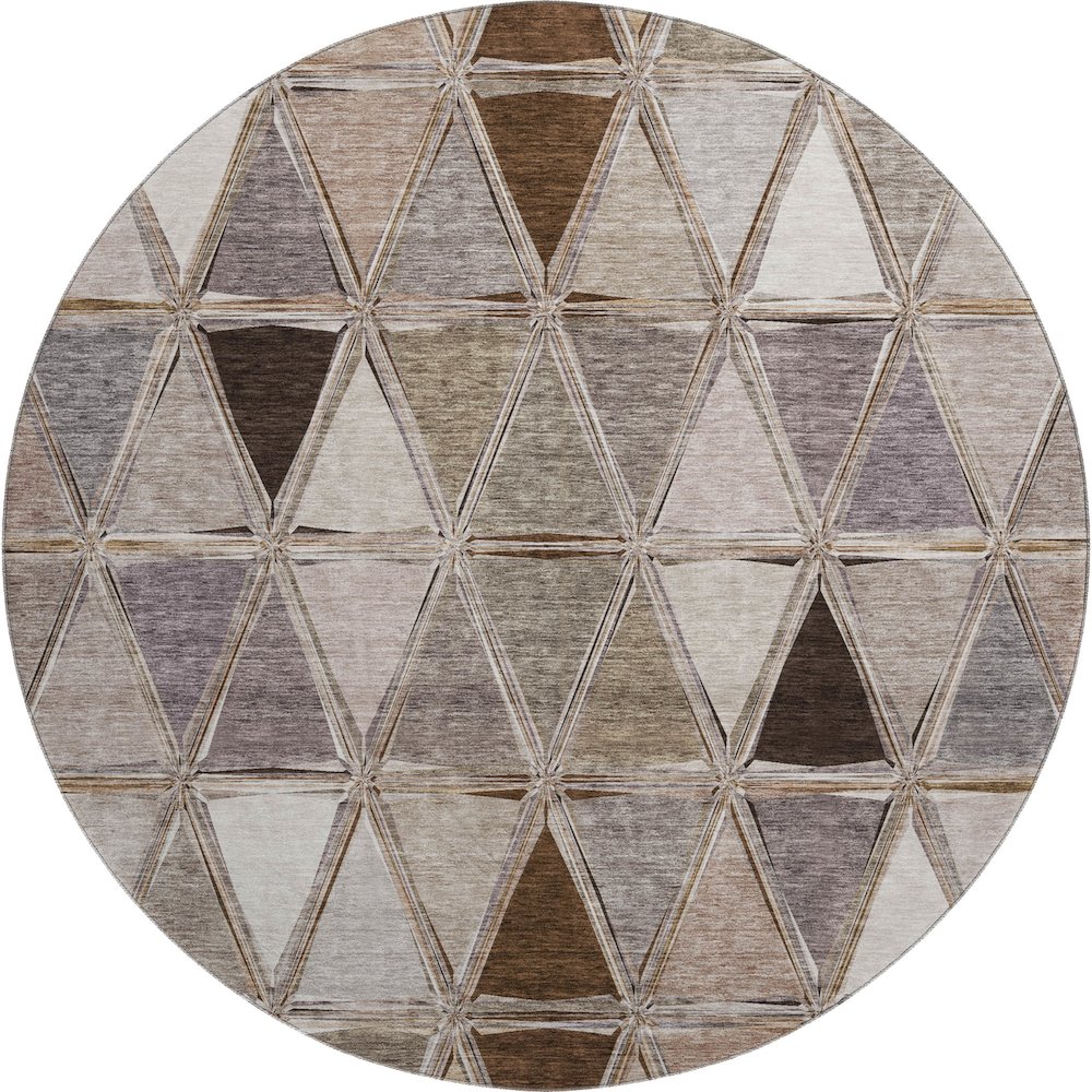Premium Machine Washable Mayfield AMF722 Brown 8' x 8' Round Rug. Picture 1