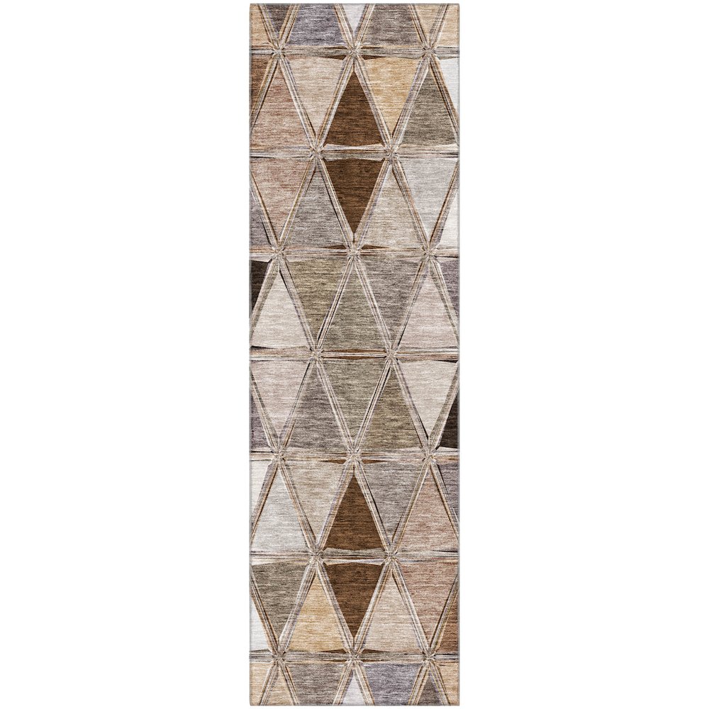 Premium Machine Washable Mayfield AMF722 Brown 2'3" x 7'6" Runner Rug. Picture 1