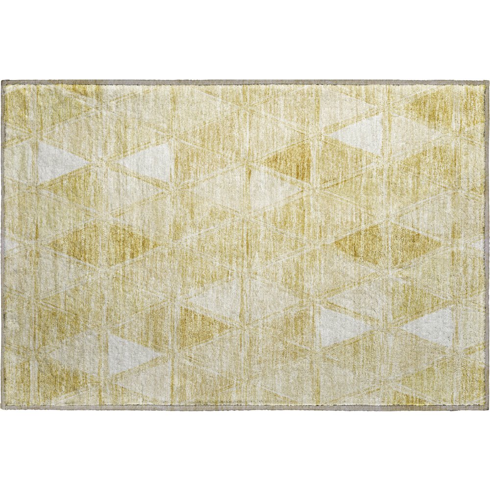 Premium Machine Washable Mayfield AMF722 Gold 1'8" x 2'6" Rug. Picture 1