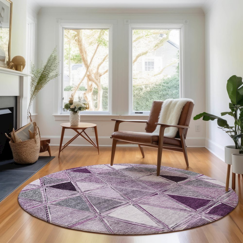 Premium Machine Washable Mayfield AMF722 Merlot 8' x 8' Round Rug. Picture 5