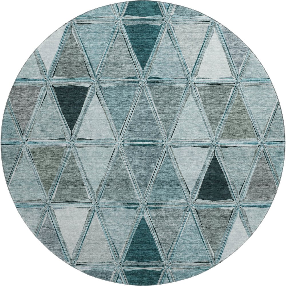 Premium Machine Washable Mayfield AMF722 Teal 8' x 8' Round Rug. Picture 1