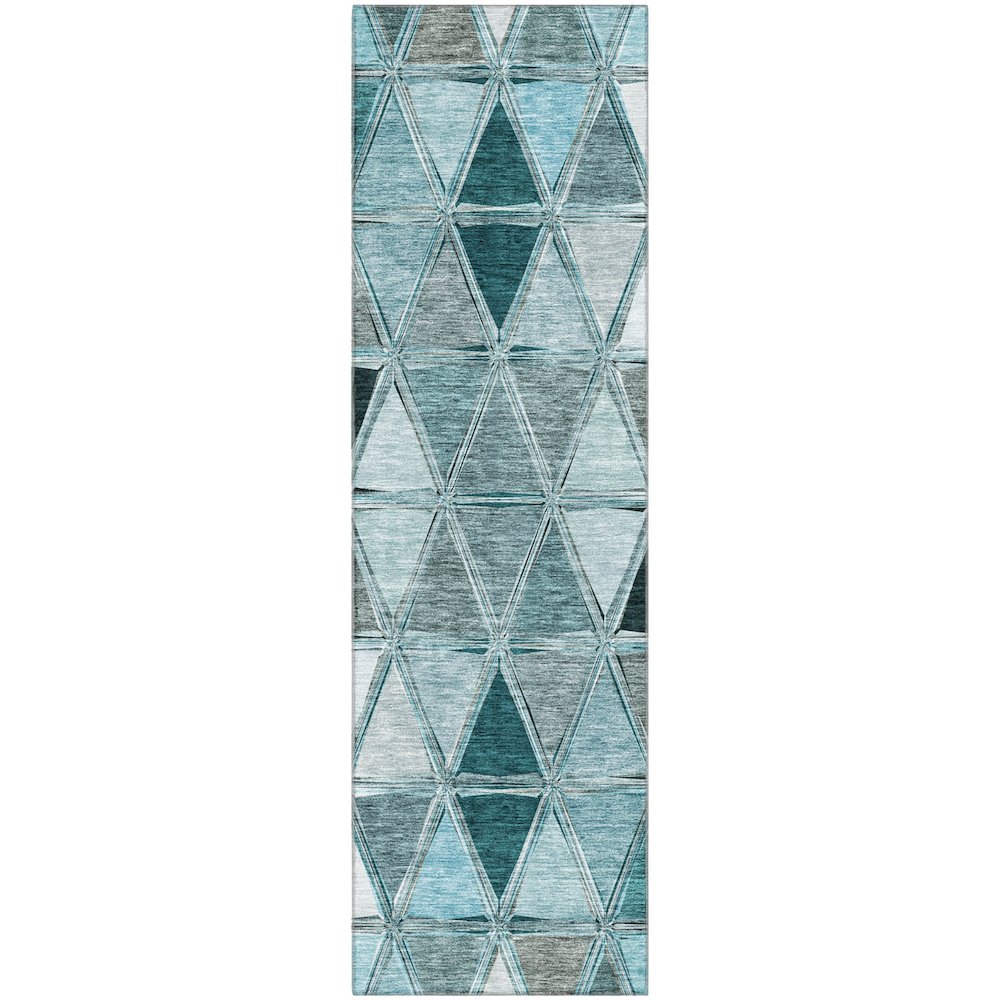 Premium Machine Washable Mayfield AMF722 Teal 2'3" x 7'6" Runner Rug. Picture 1