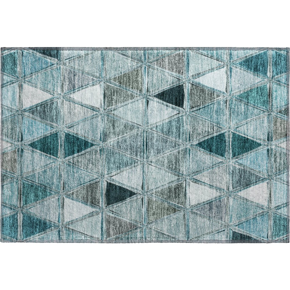 Premium Machine Washable Mayfield AMF722 Teal 1'8" x 2'6" Rug. Picture 1