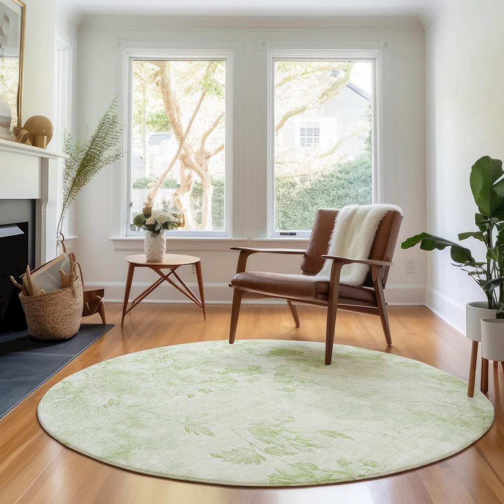 Premium Machine Washable Mayfield AMF724 Aloe 8' x 8' Round Rug. Picture 5