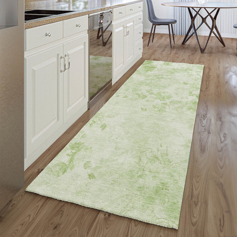 Premium Machine Washable Mayfield AMF724 Aloe 2'3" x 7'6" Runner Rug. Picture 5