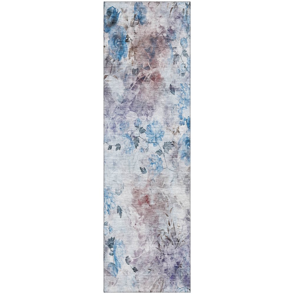 Premium Machine Washable Mayfield AMF724 Blue 2'3" x 7'6" Runner Rug. Picture 1
