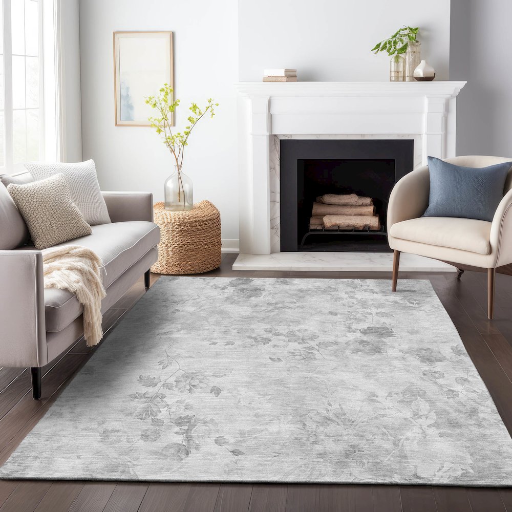 Premium Machine Washable Mayfield AMF724 Gray 2'6" x 3'10" Rug. Picture 5
