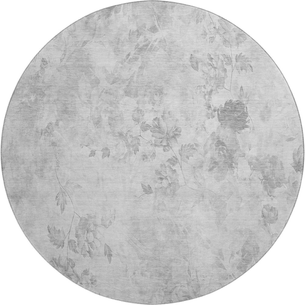 Premium Machine Washable Mayfield AMF724 Gray 8' x 8' Round Rug. Picture 1