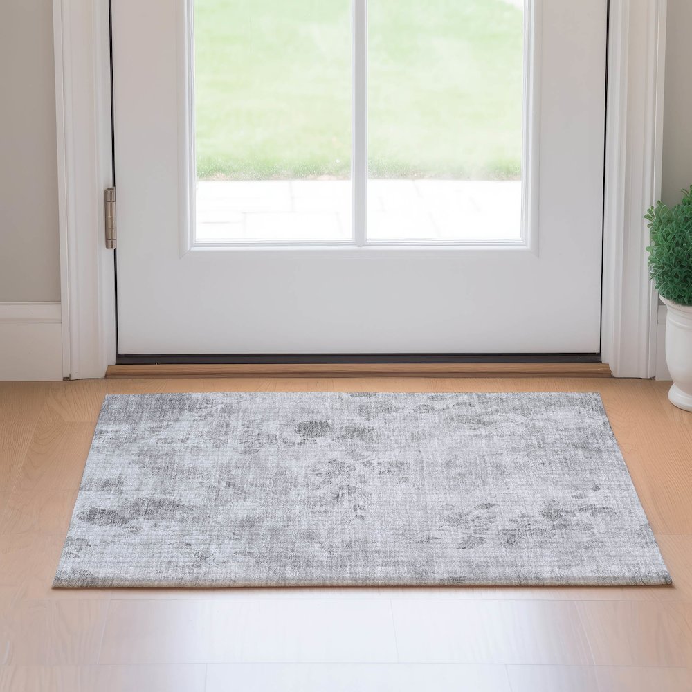 Premium Machine Washable Mayfield AMF724 Gray 1'8" x 2'6" Rug. Picture 5