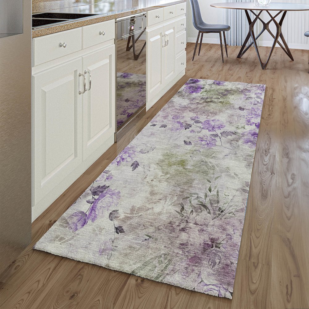 Premium Machine Washable Mayfield AMF724 Purple 2'3" x 7'6" Runner Rug. Picture 5