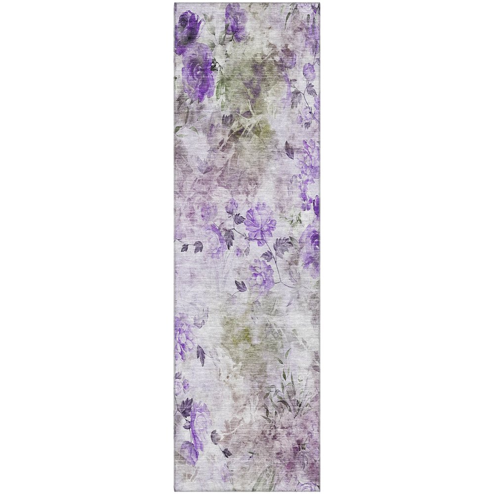 Premium Machine Washable Mayfield AMF724 Purple 2'3" x 7'6" Runner Rug. Picture 1