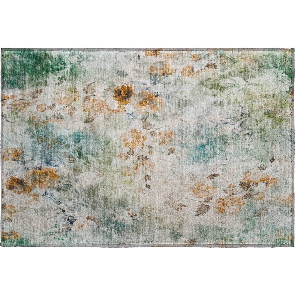 Premium Machine Washable Mayfield AMF724 Teal 1'8" x 2'6" Rug. Picture 1