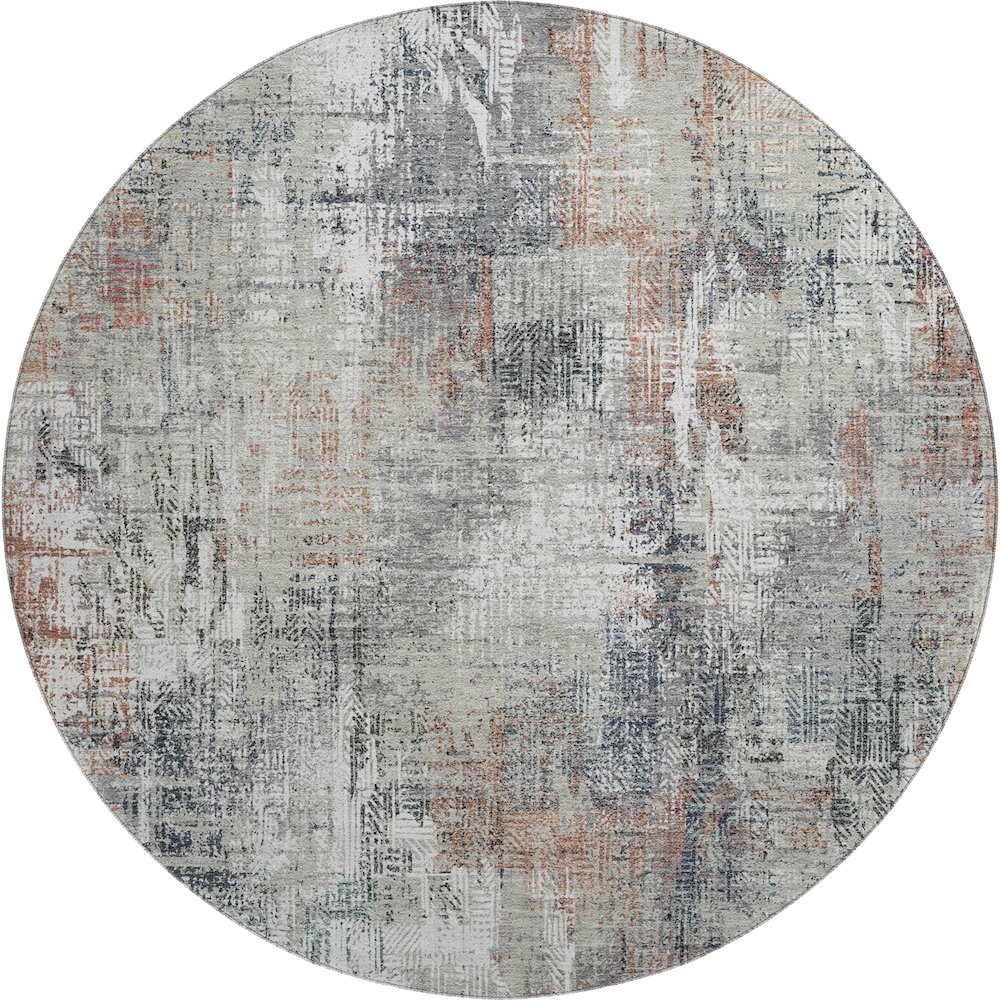 Premium Machine Washable Mayfield AMF725 Taupe 8' x 8' Round Rug. Picture 1