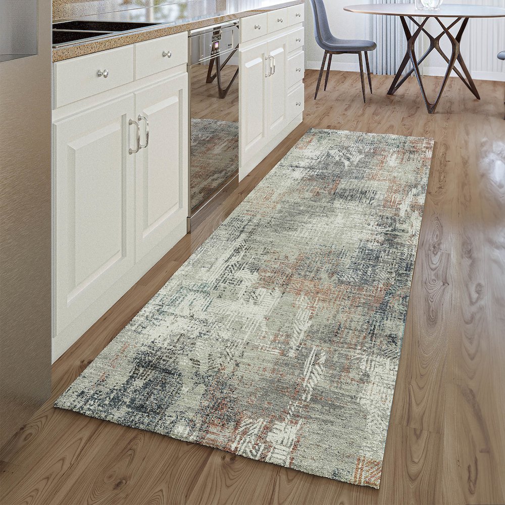 Premium Machine Washable Mayfield AMF725 Taupe 2'3" x 7'6" Runner Rug. Picture 5