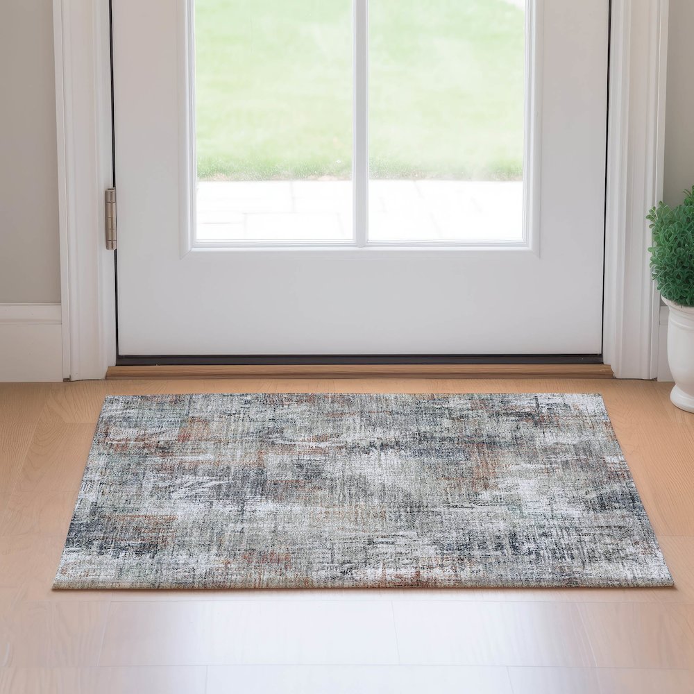 Premium Machine Washable Mayfield AMF725 Taupe 1'8" x 2'6" Rug. Picture 5