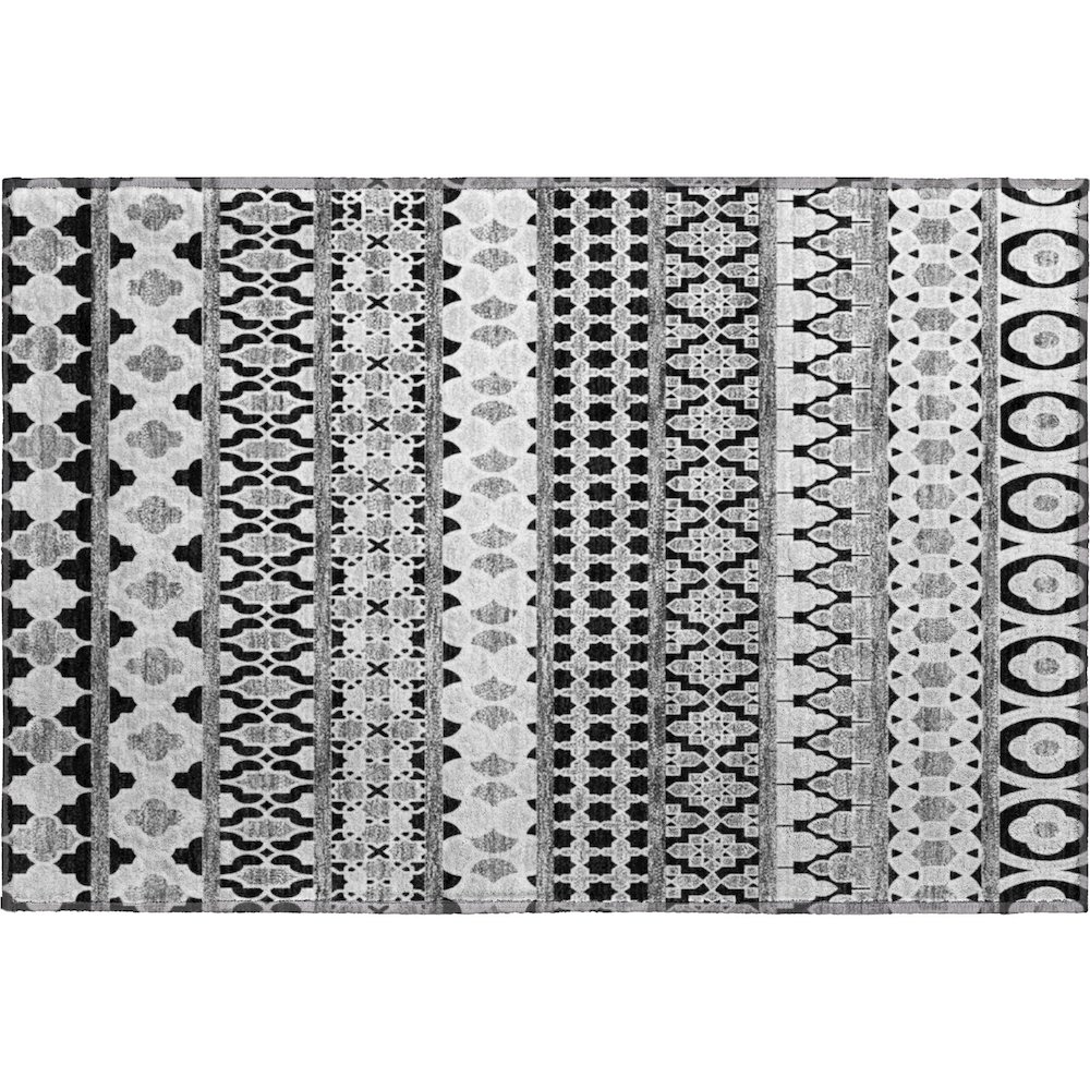 Premium Machine Washable Mayfield AMF726 Black 1'8" x 2'6" Rug. Picture 1