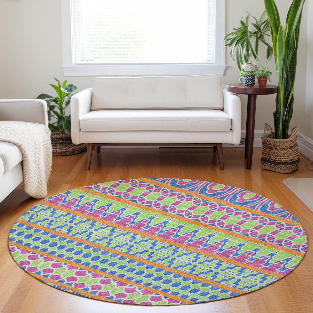 Premium Machine Washable Mayfield AMF726 Blush 8' x 8' Round Rug. Picture 5