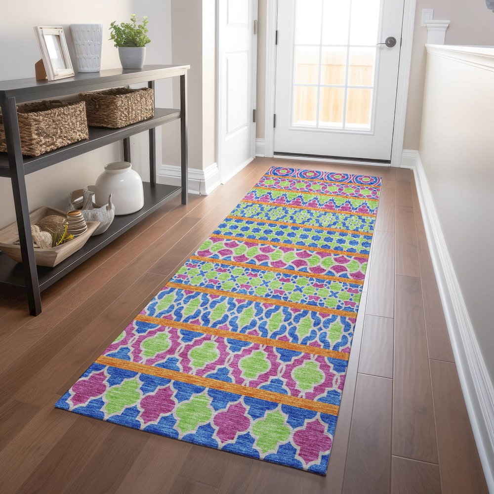 Premium Machine Washable Mayfield AMF726 Blush 2'3" x 7'6" Runner Rug. Picture 5