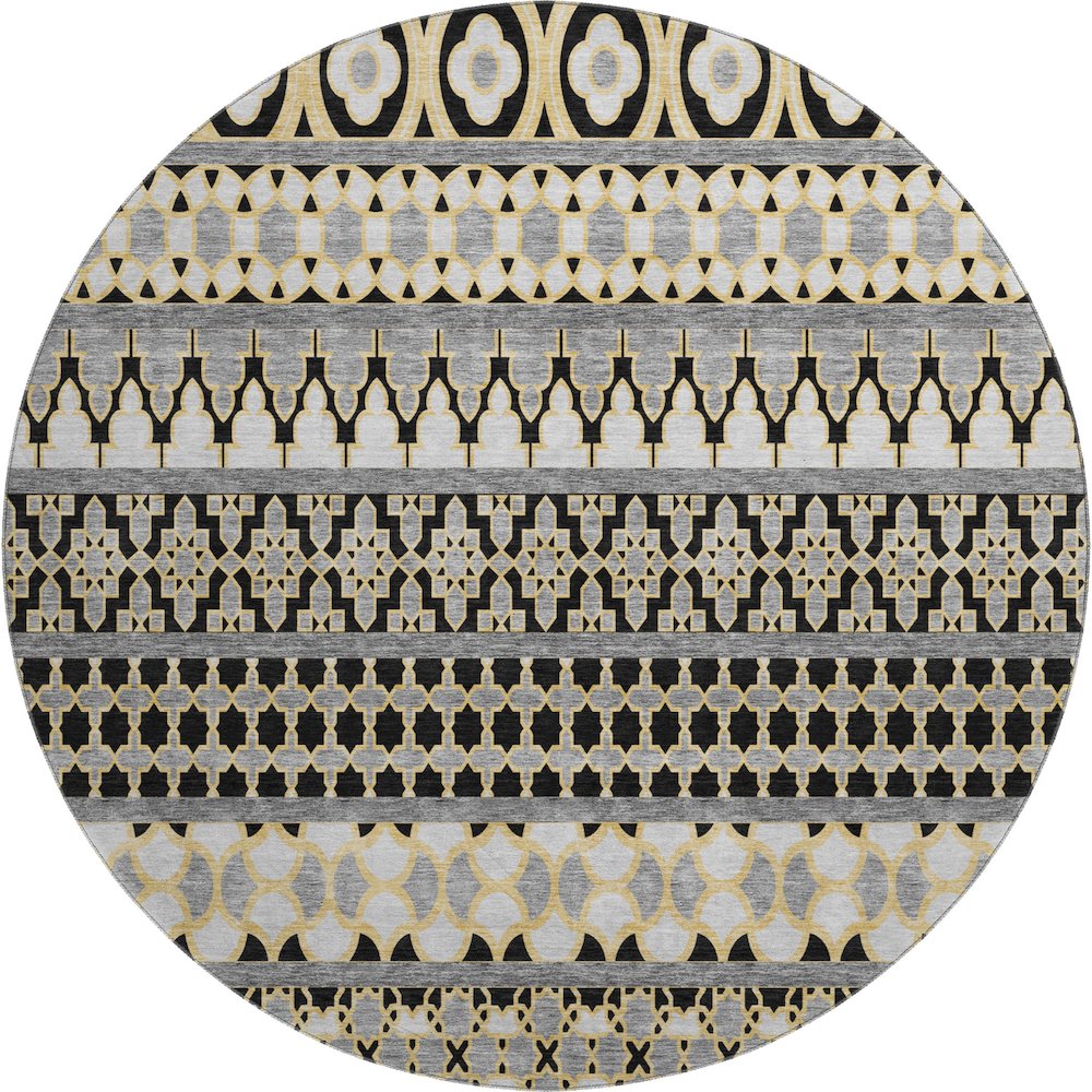 Premium Machine Washable Mayfield AMF726 Charcoal 8' x 8' Round Rug. Picture 1