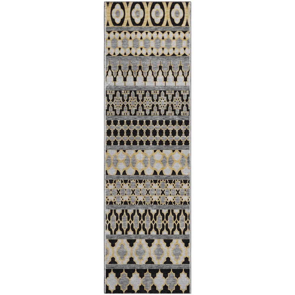 Premium Machine Washable Mayfield AMF726 Charcoal 2'3" x 7'6" Runner Rug. Picture 1