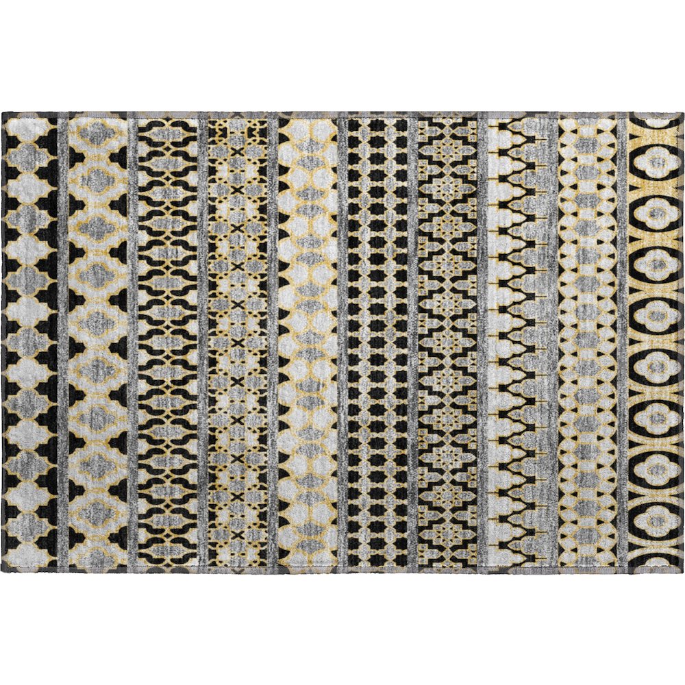 Premium Machine Washable Mayfield AMF726 Charcoal 1'8" x 2'6" Rug. Picture 1