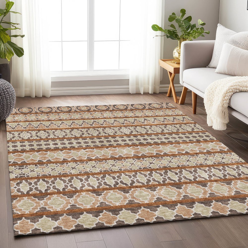 Premium Machine Washable Mayfield AMF726 Chocolate 2'6" x 3'10" Rug. Picture 5