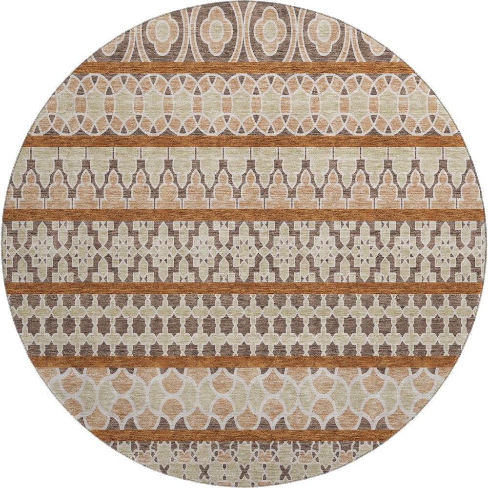 Premium Machine Washable Mayfield AMF726 Chocolate 8' x 8' Round Rug. Picture 1
