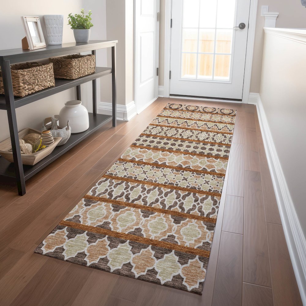Premium Machine Washable Mayfield AMF726 Chocolate 2'3" x 7'6" Runner Rug. Picture 5
