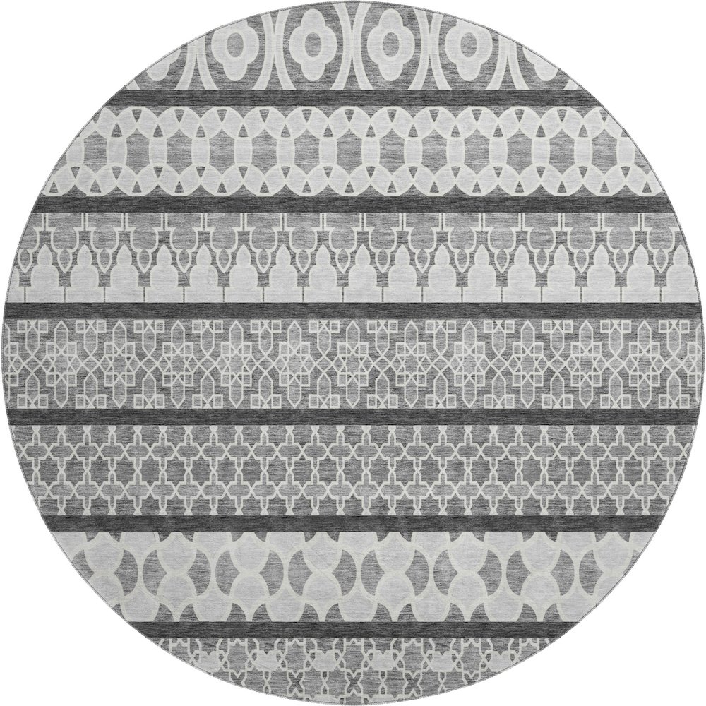 Premium Machine Washable Mayfield AMF726 Gray 8' x 8' Round Rug. Picture 1