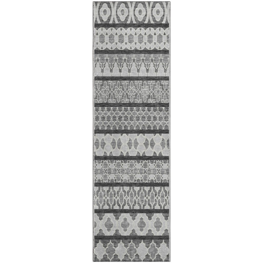 Premium Machine Washable Mayfield AMF726 Gray 2'3" x 7'6" Runner Rug. Picture 1