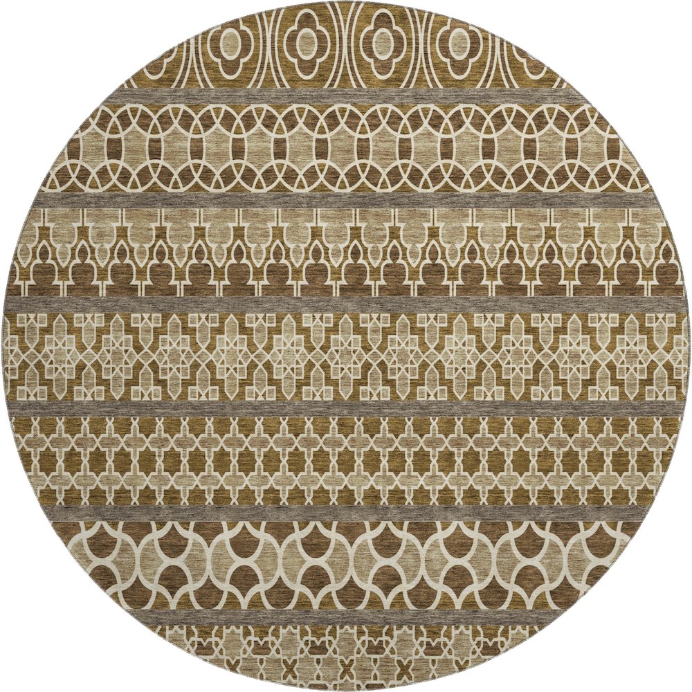 Premium Machine Washable Mayfield AMF726 Mocha 8' x 8' Round Rug. Picture 1