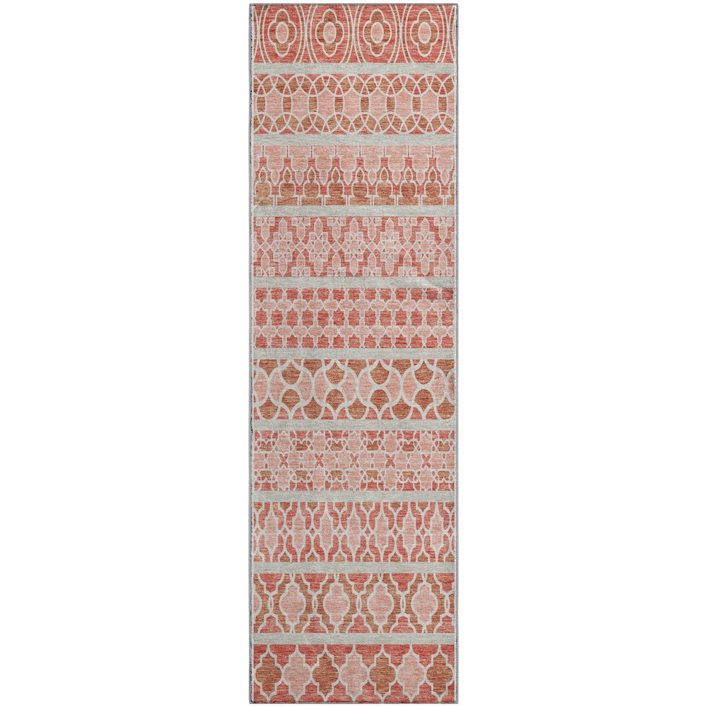 Premium Machine Washable Mayfield AMF726 Salmon 2'3" x 7'6" Runner Rug. Picture 1