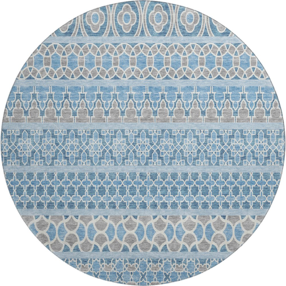 Premium Machine Washable Mayfield AMF726 Sky 8' x 8' Round Rug. Picture 1