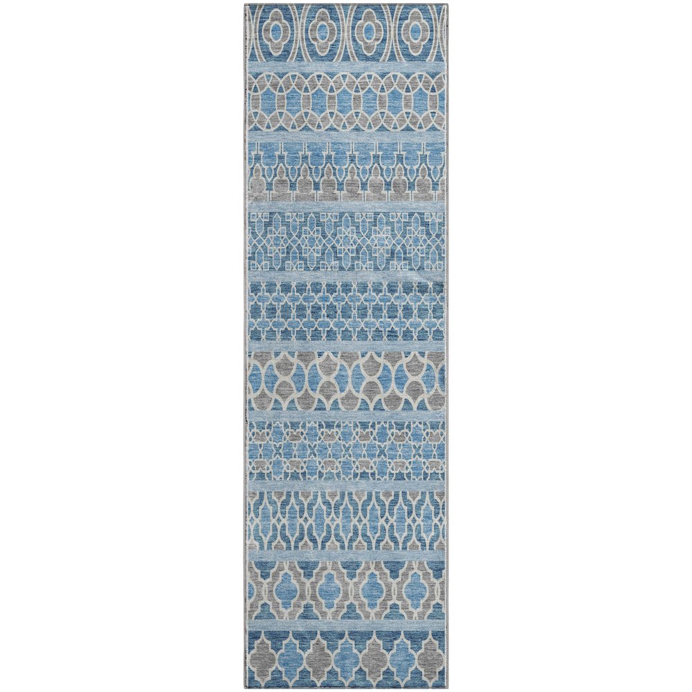 Premium Machine Washable Mayfield AMF726 Sky 2'3" x 7'6" Runner Rug. Picture 1