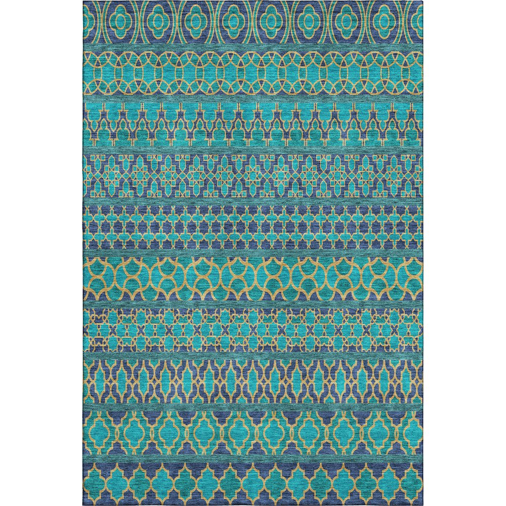 Premium Machine Washable Mayfield AMF726 Teal 2'6" x 3'10" Rug. Picture 1