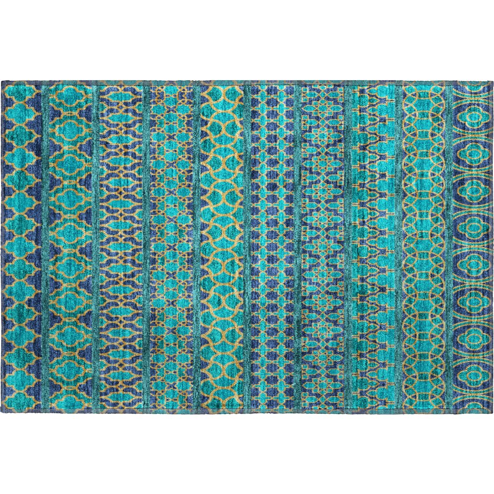 Premium Machine Washable Mayfield AMF726 Teal 1'8" x 2'6" Rug. Picture 1