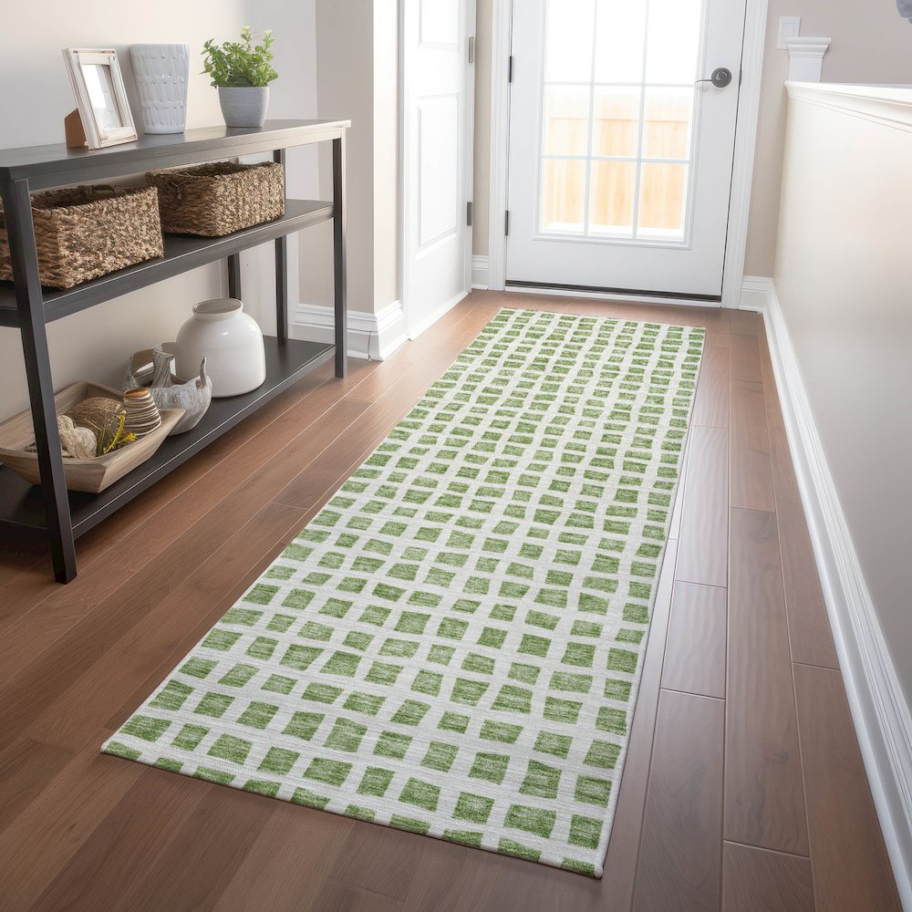 Premium Machine Washable Mayfield AMF727 Aloe 2'3" x 7'6" Runner Rug. Picture 5