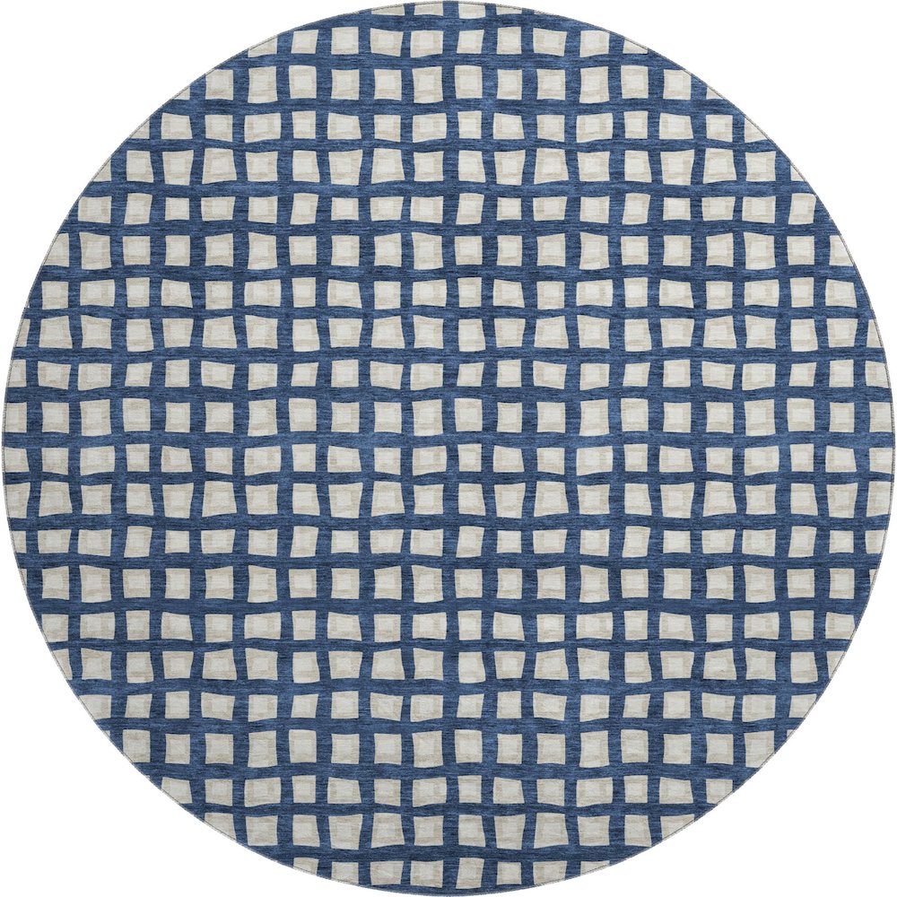Premium Machine Washable Mayfield AMF727 Blue 8' x 8' Round Rug. Picture 1