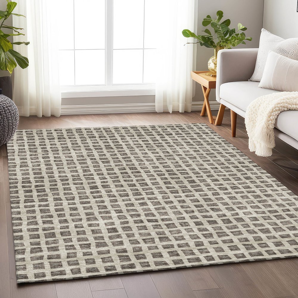 Premium Machine Washable Mayfield AMF727 Brown 2'6" x 3'10" Rug. Picture 5