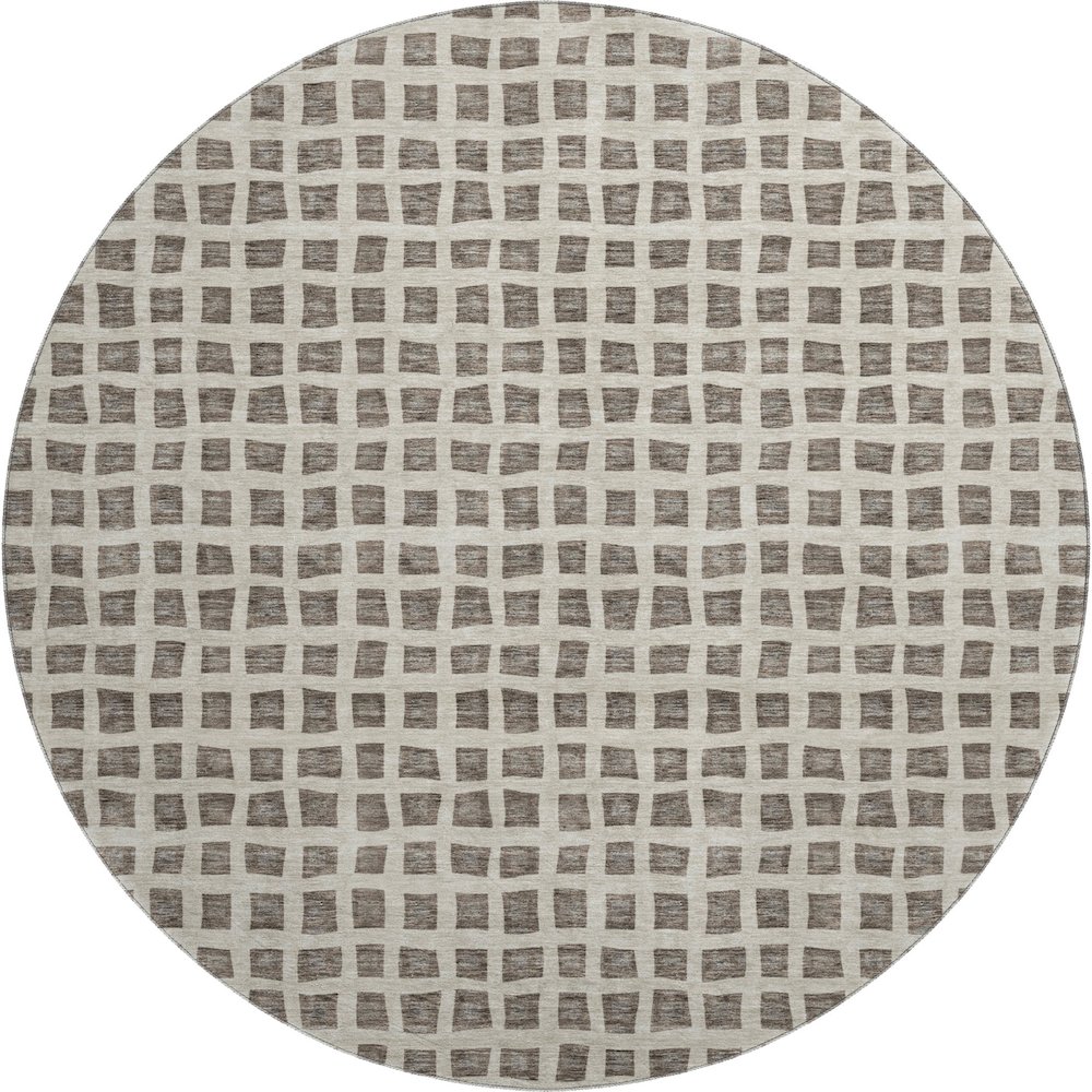 Premium Machine Washable Mayfield AMF727 Brown 8' x 8' Round Rug. Picture 1